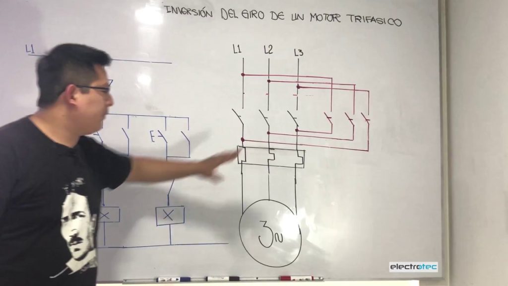 inversión de giro motor monofásico esquema