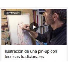 Ilustración de una pin-up con técnicas tradicionales Ilustración de una pin-up con técnicas tradicionales