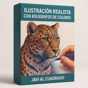 Ilustración realista con bolígrafos de colores - Javi al Cuadrado